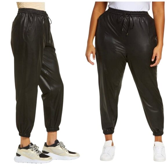 Blank NYC Plus Size 1X Eastside Vibes Faux Leather Drawstring Joggers Pant‎ NWT - Picture 4 of 8